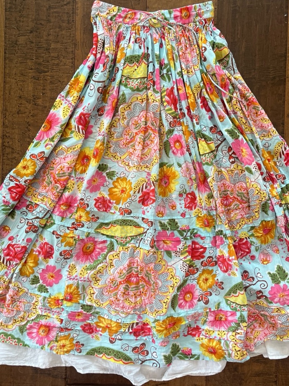 Real Comfort 100% cotton bohemian floral full maxi skirt Sz. M